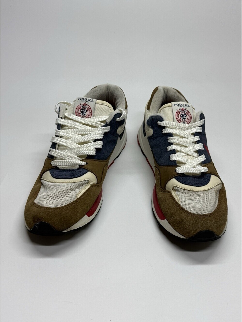 Polo Ralph Lauren Trackster Men’s Sneakers Size 10 Brown Navy Red